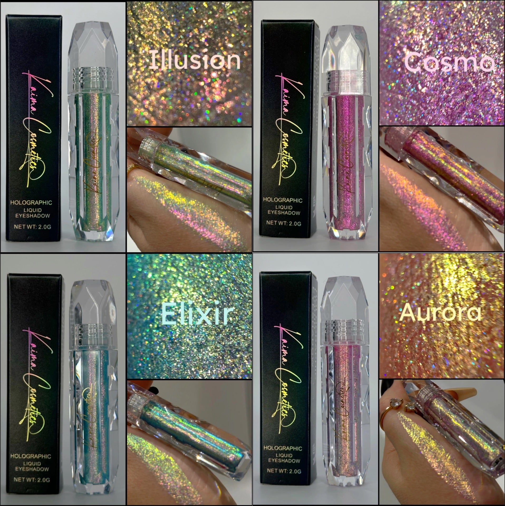 Mix & Match Any 4 liquid glitter holographic Multichrome eyeshadows