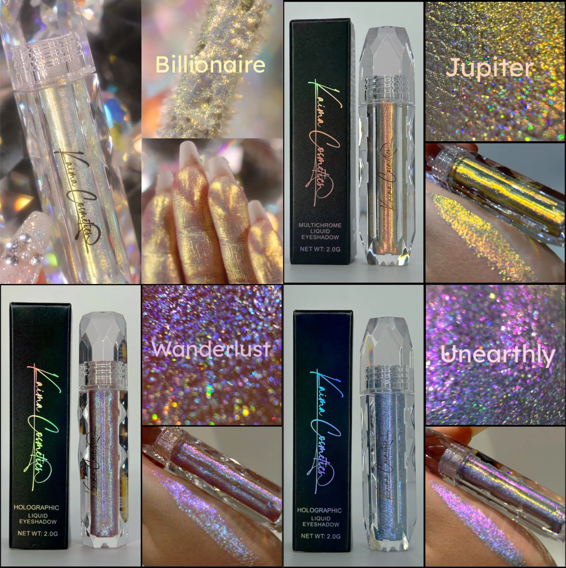 Mix & Match Any 4 liquid glitter holographic Multichrome eyeshadows