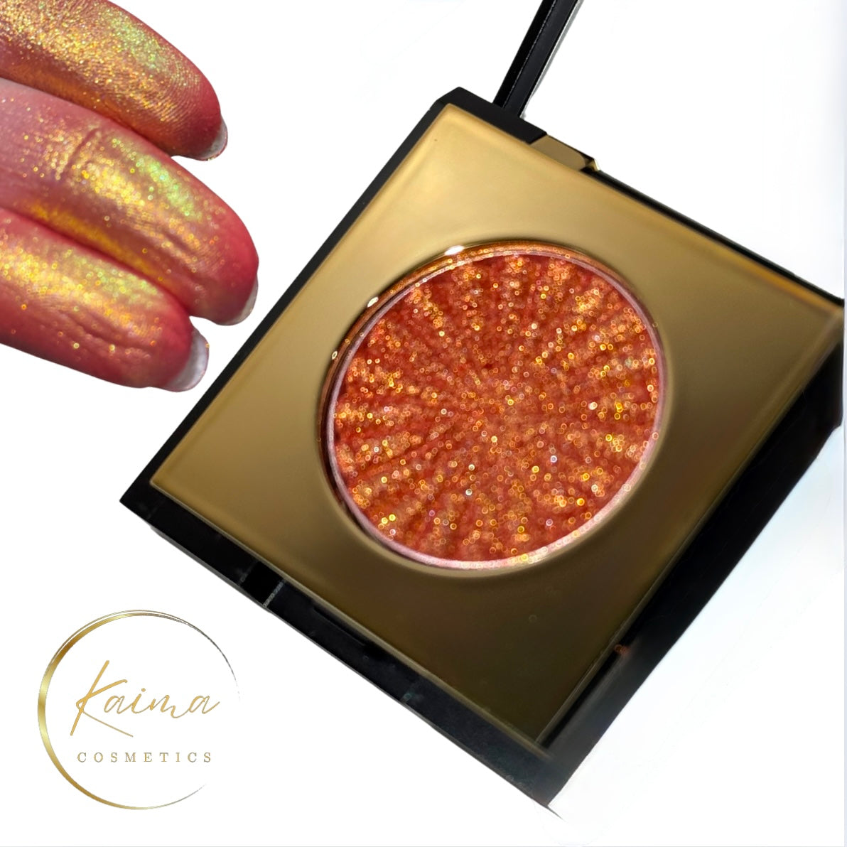 Orange gold shimmer eyeshadow