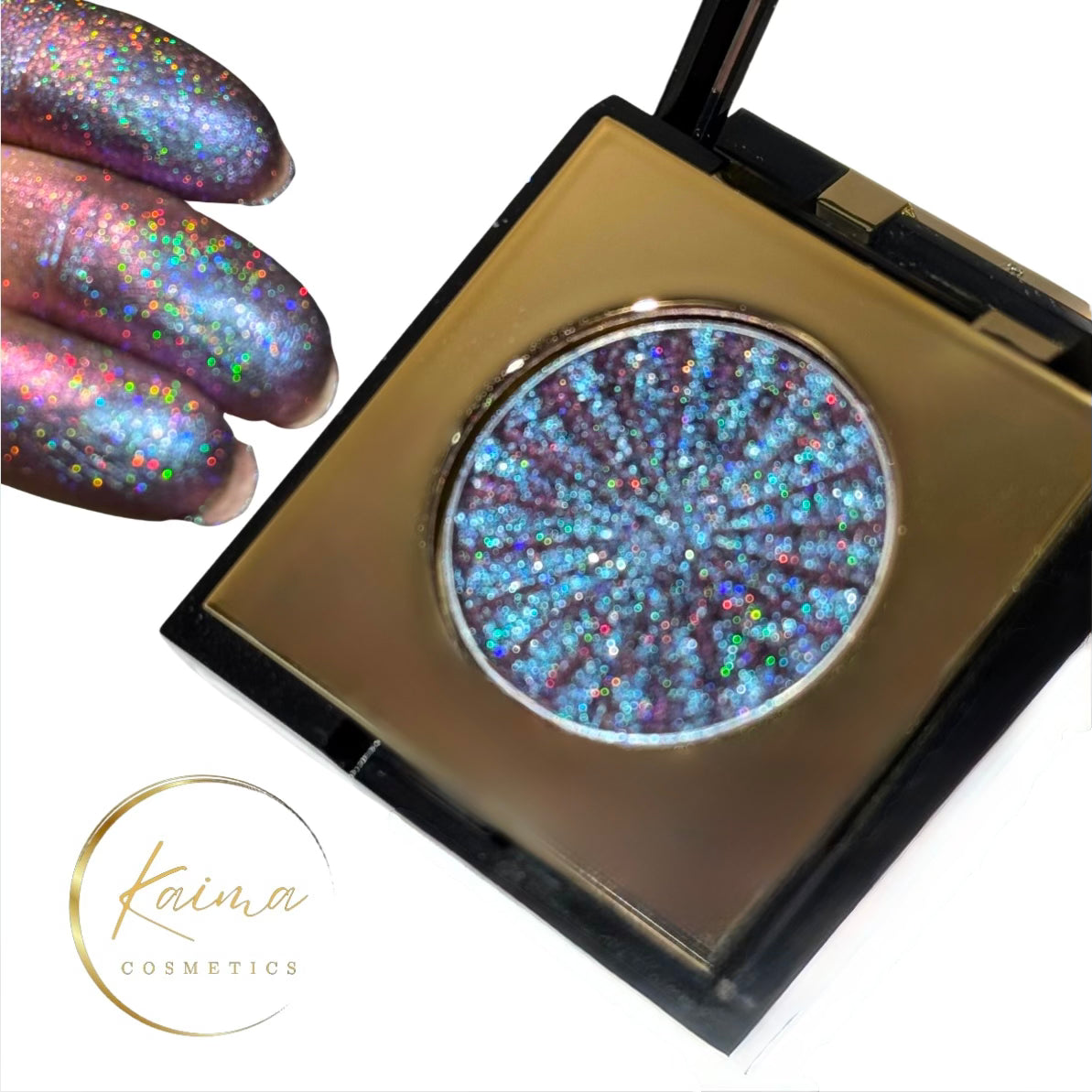 Blue purple multichrome holographic glitter shimmer eyeshadow