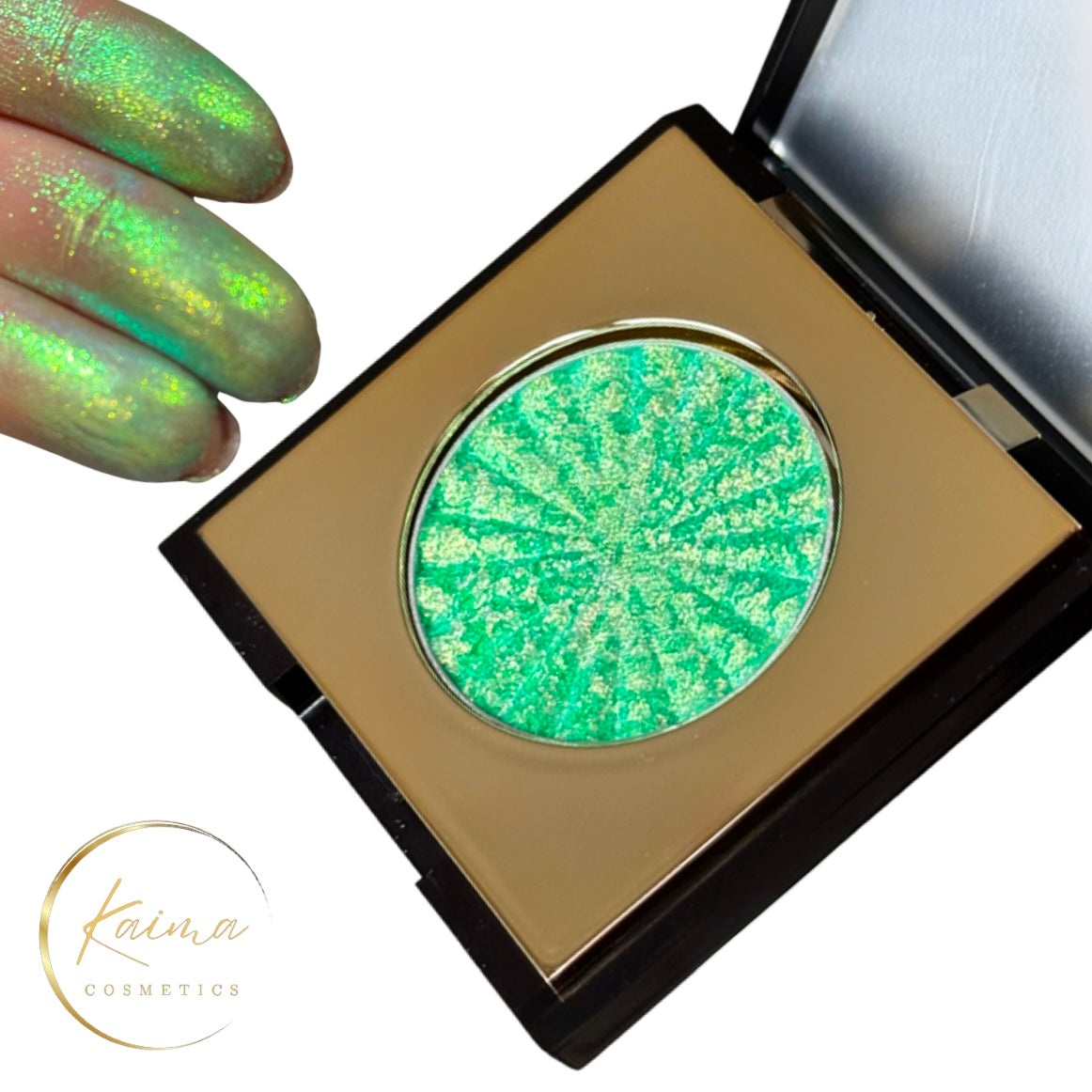 Multichrome green turquoise eyeshadow
