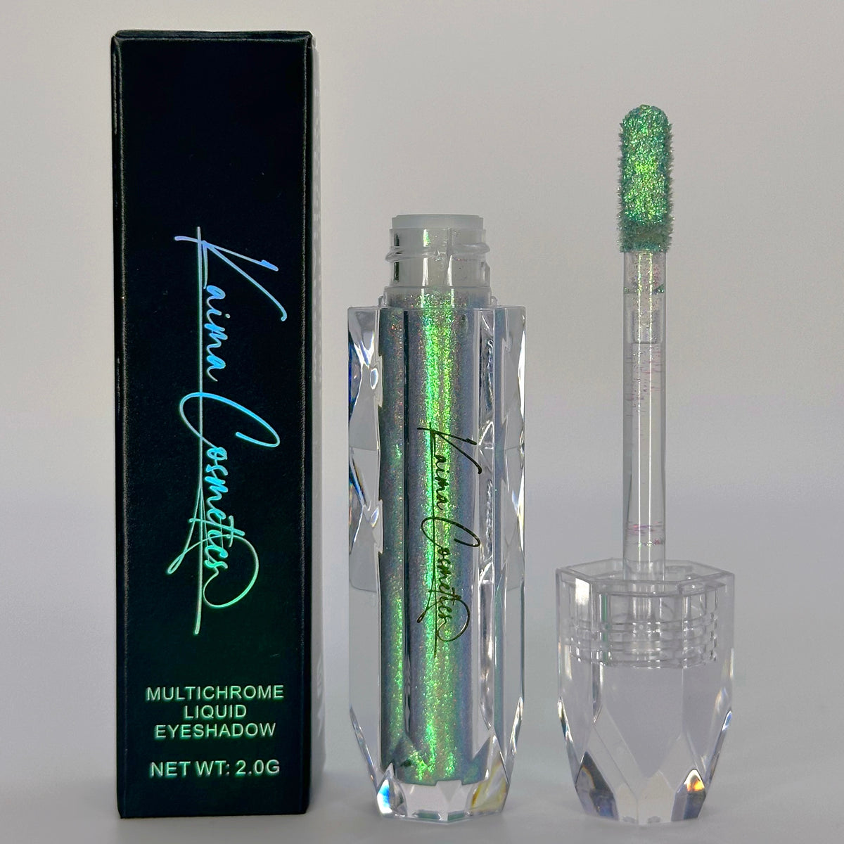 Holographic green liquid glitter eyeshadow