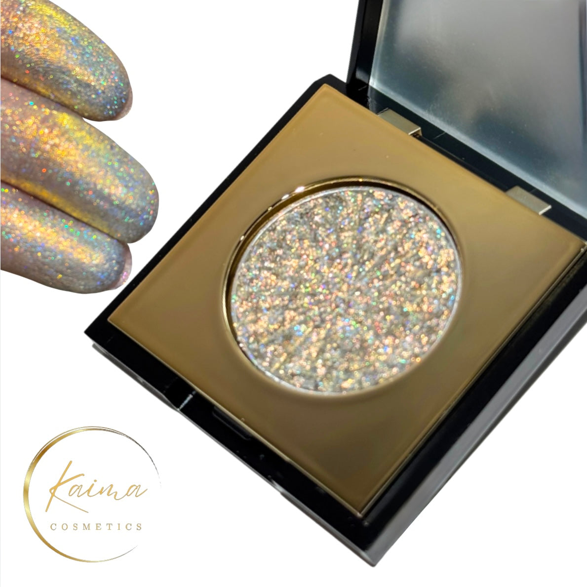 Holographic gold glitter eyeshadow