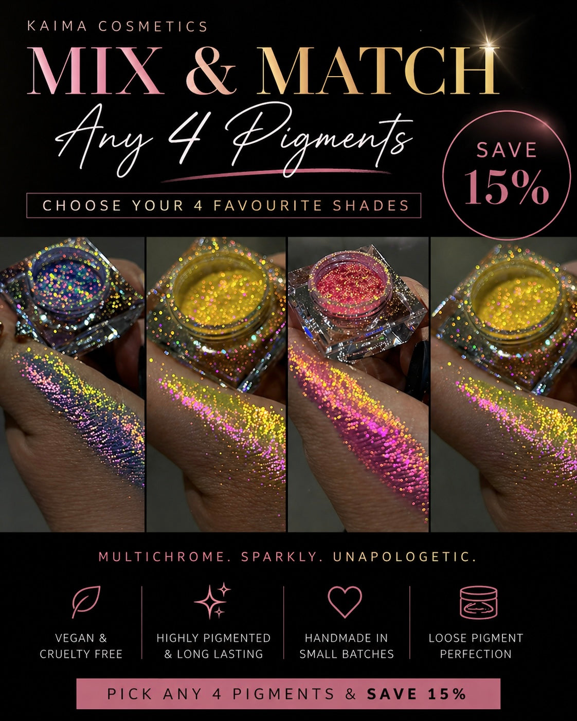 Mix & Match any 4 loose glitter pigment ( Magic potion included )