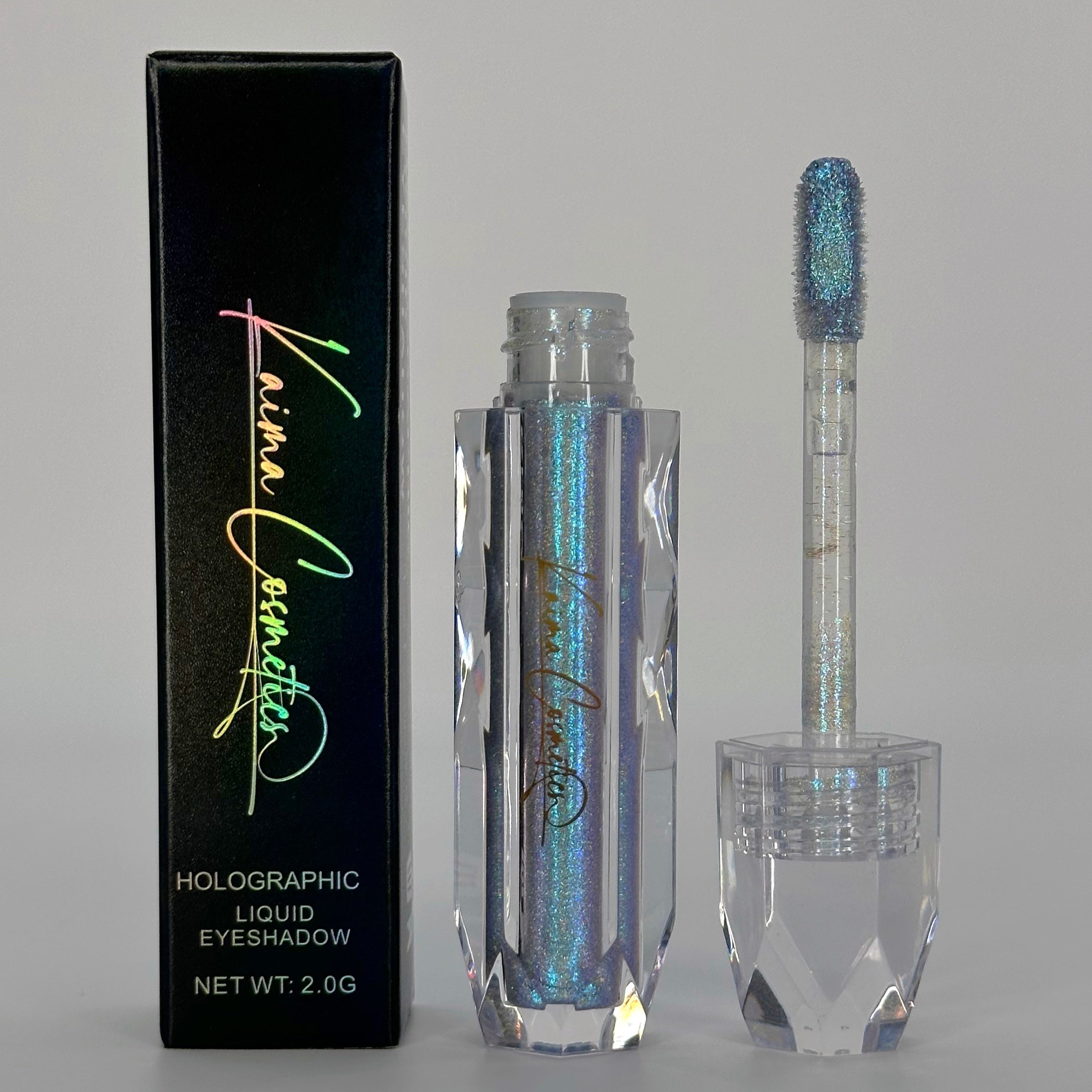 Blue holographic liquid glitter eyeshadow