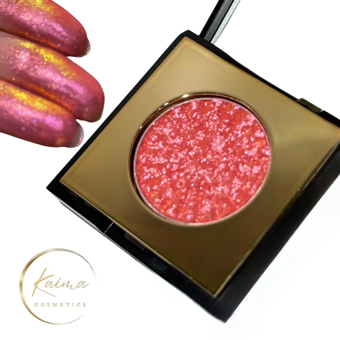 Pink gold multichrome shimmer eyeshadow