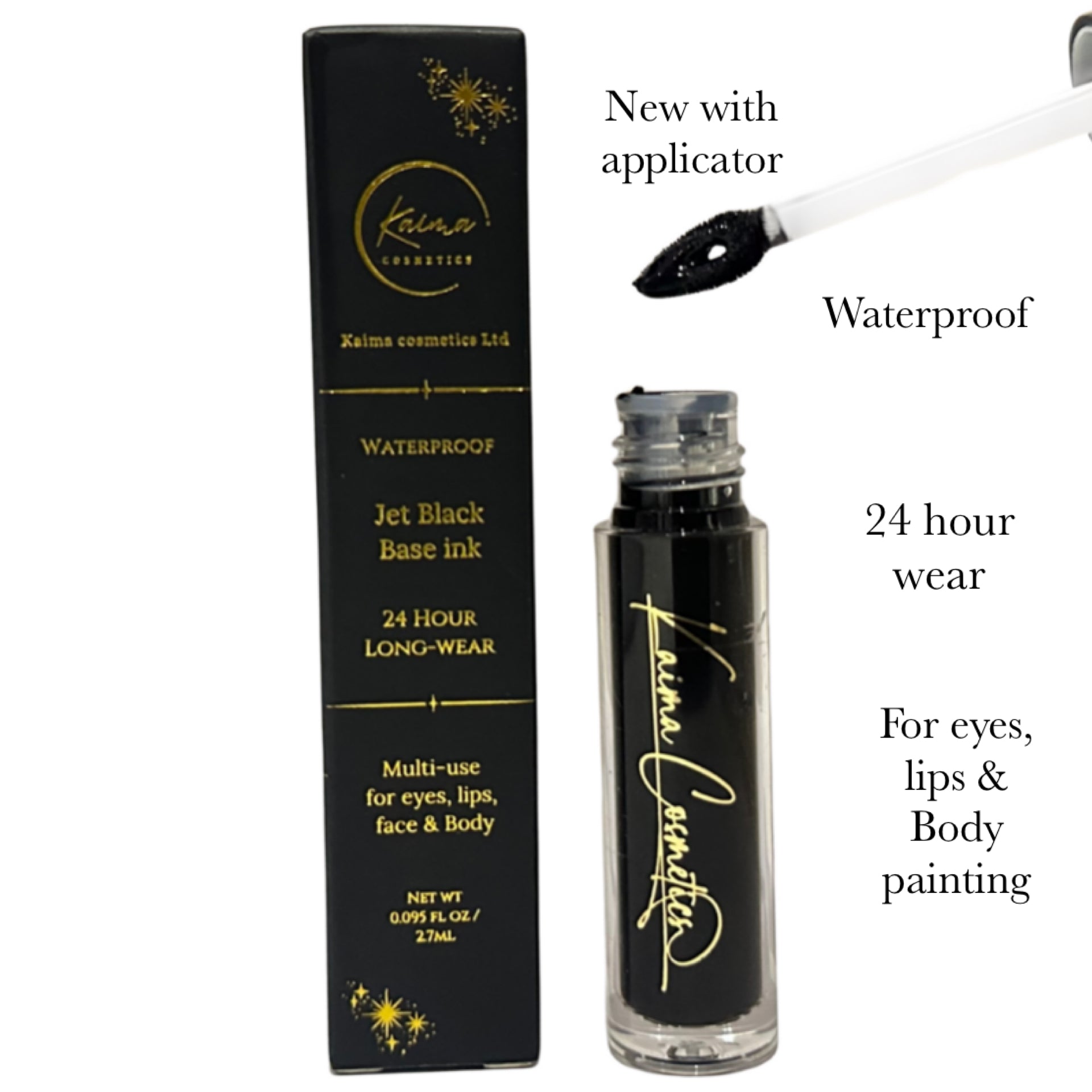 black eyeshadow makeup base with applicator