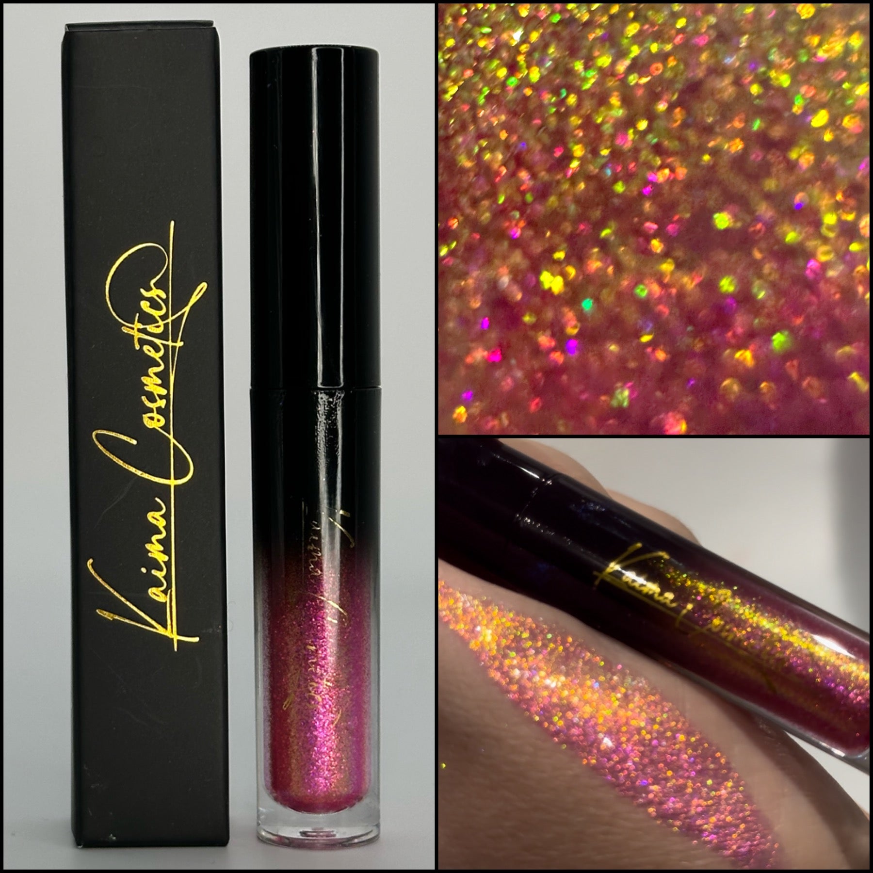 Multichrome pink gold glitter lipgloss