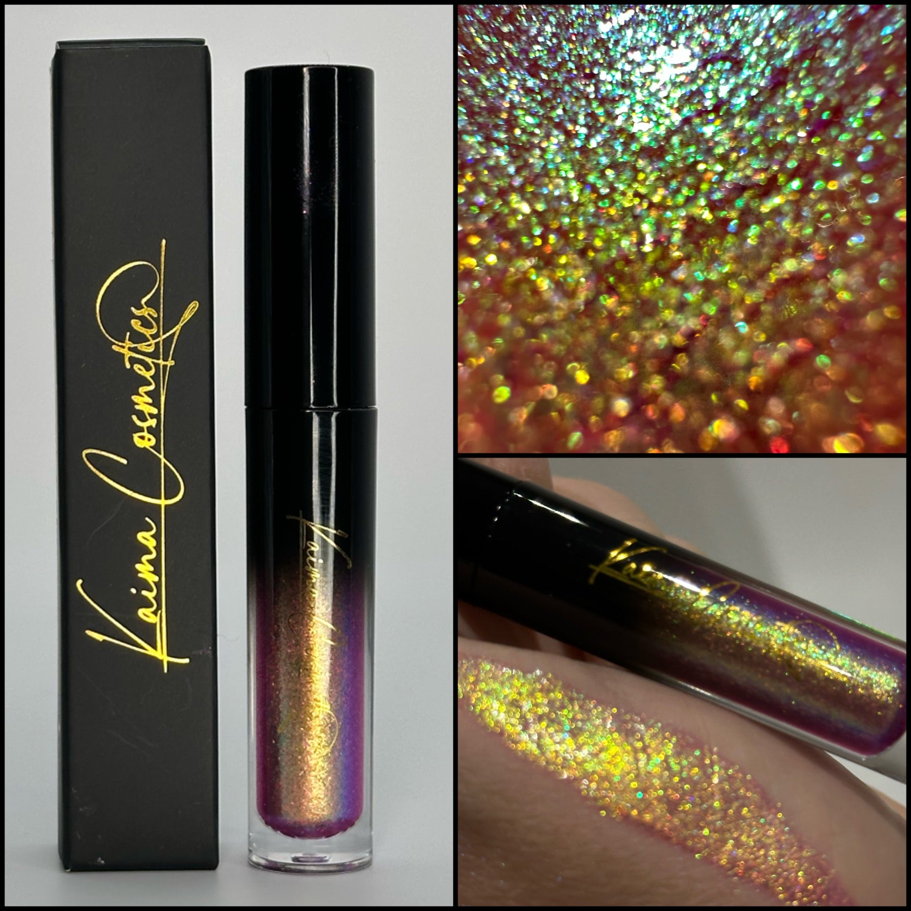 Multichrome gold glitter lipgloss