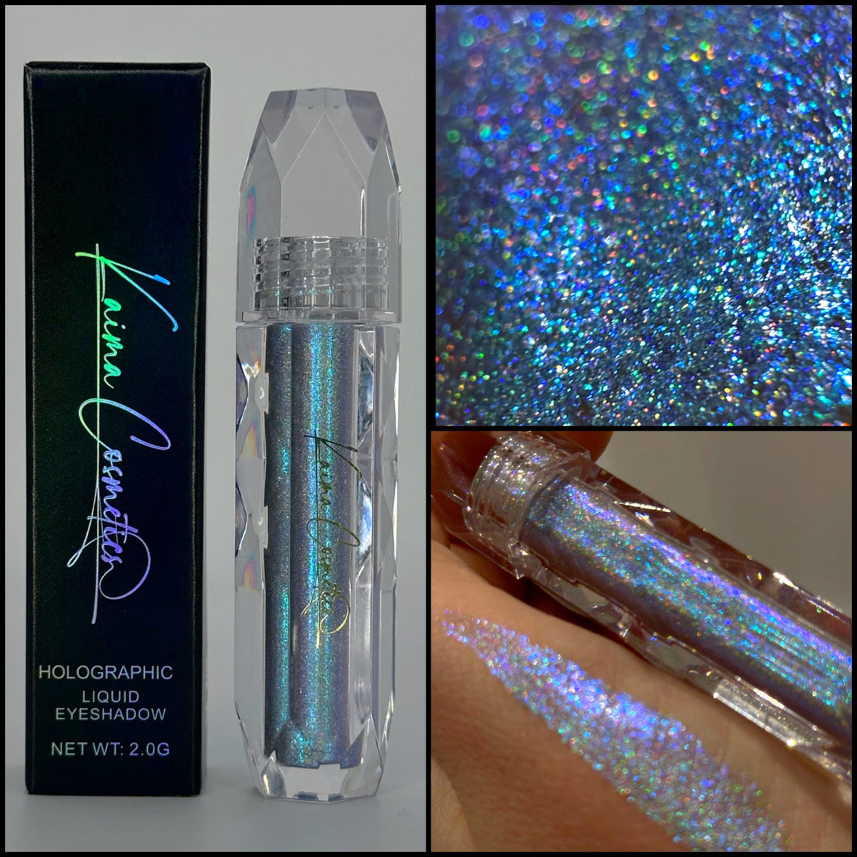 Blue purple holographic liquid glitter eyeshadow