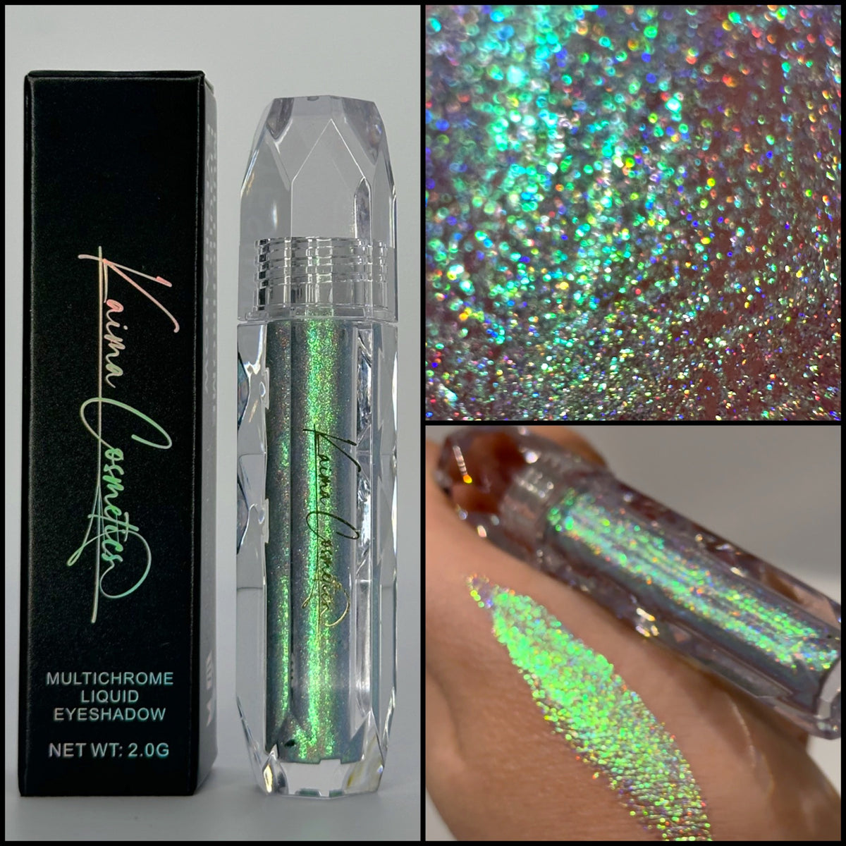 Holographic green liquid glitter eyeshadow