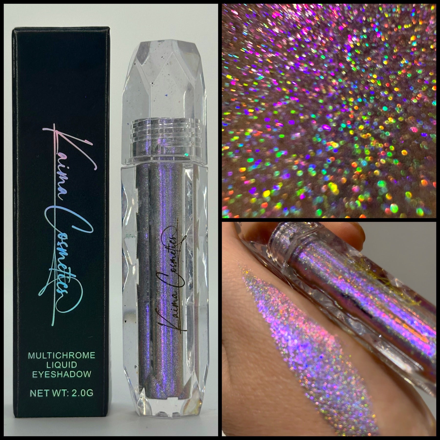 Purple holographic liquid glitter eyeshadow