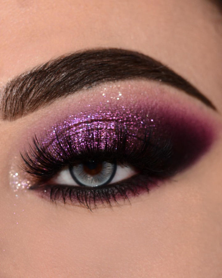 Purple glitter smoky eyeshadow palette 