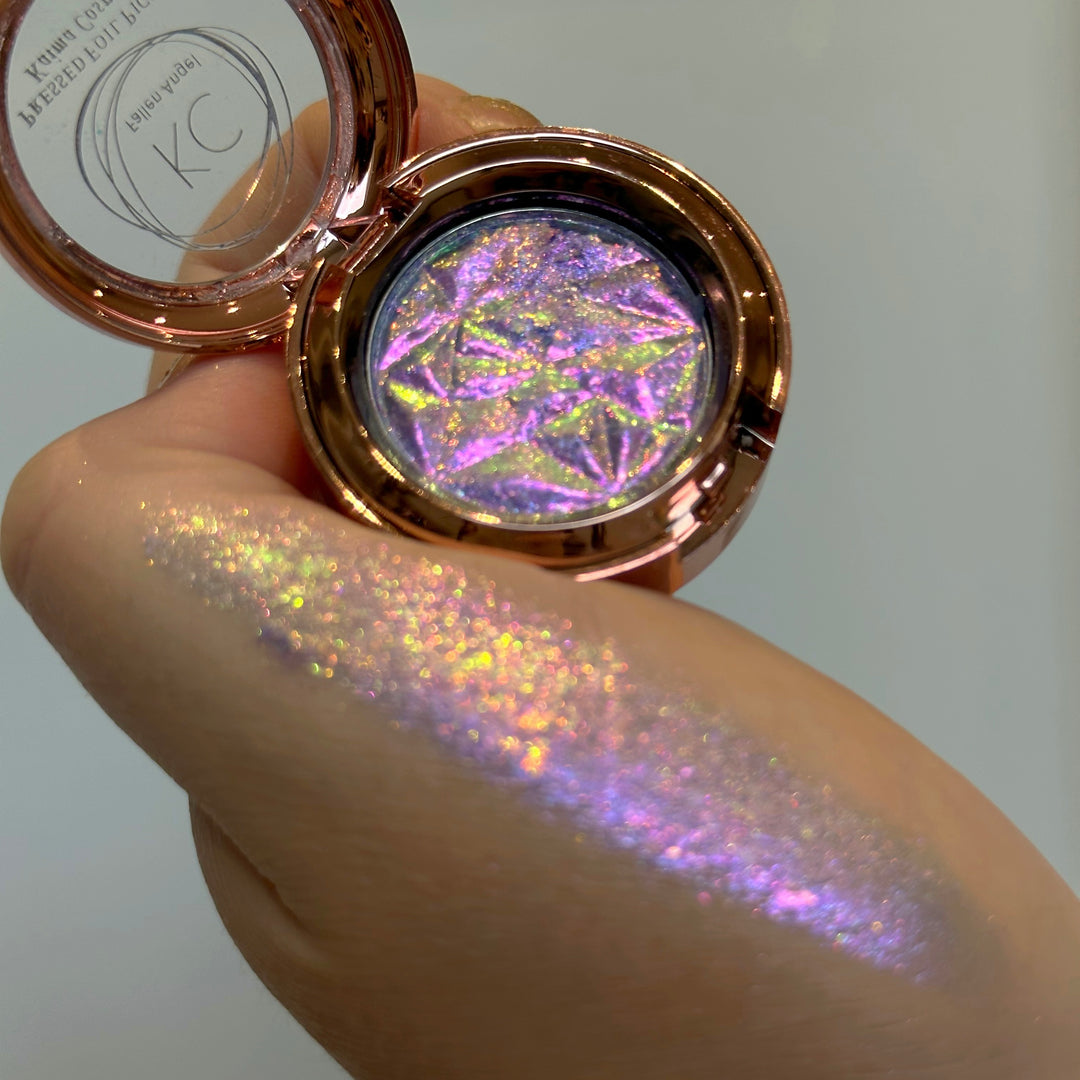 Purple gold duochrome eyeshadow swatch