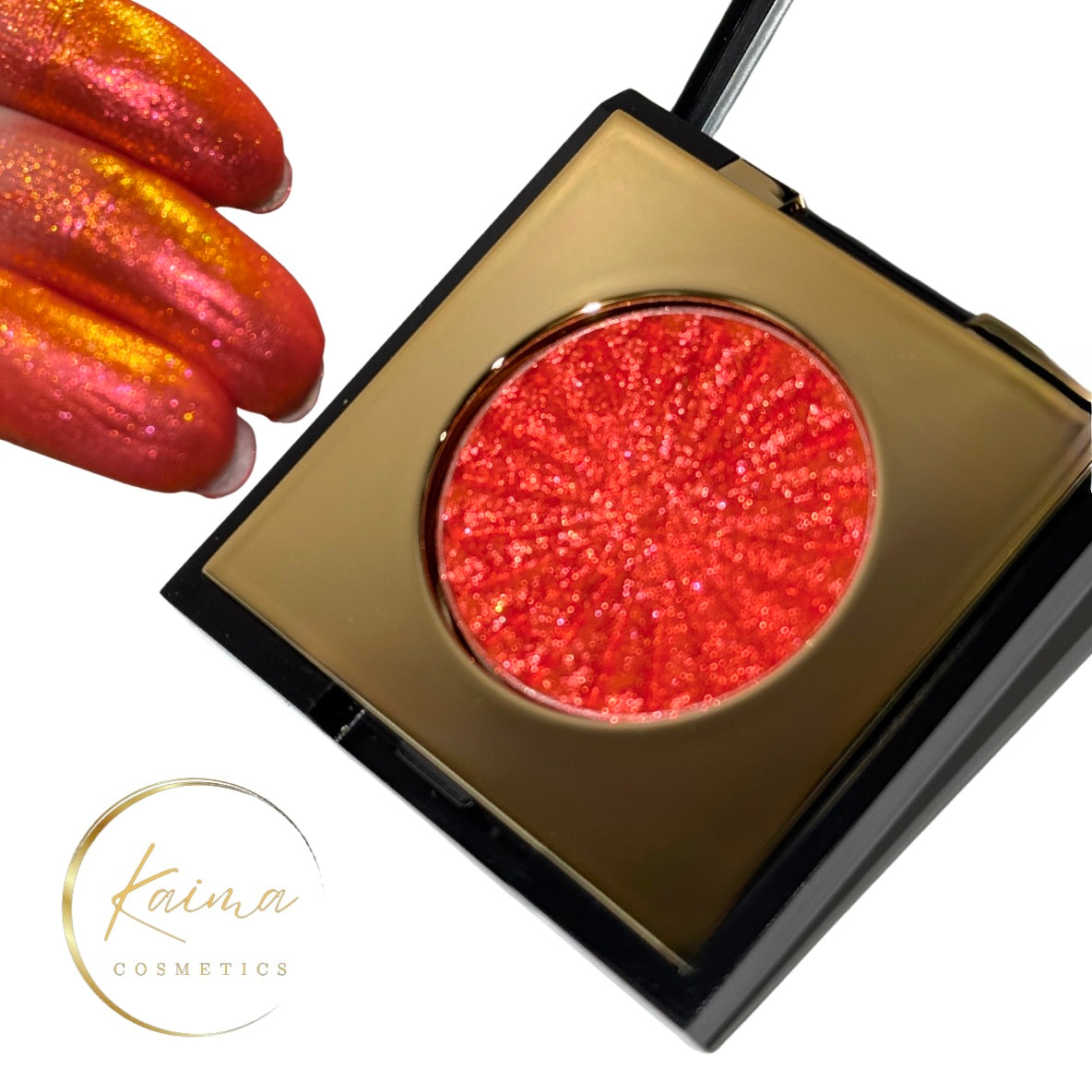 Orange pink gold multichrome shimmer eyeshadow 