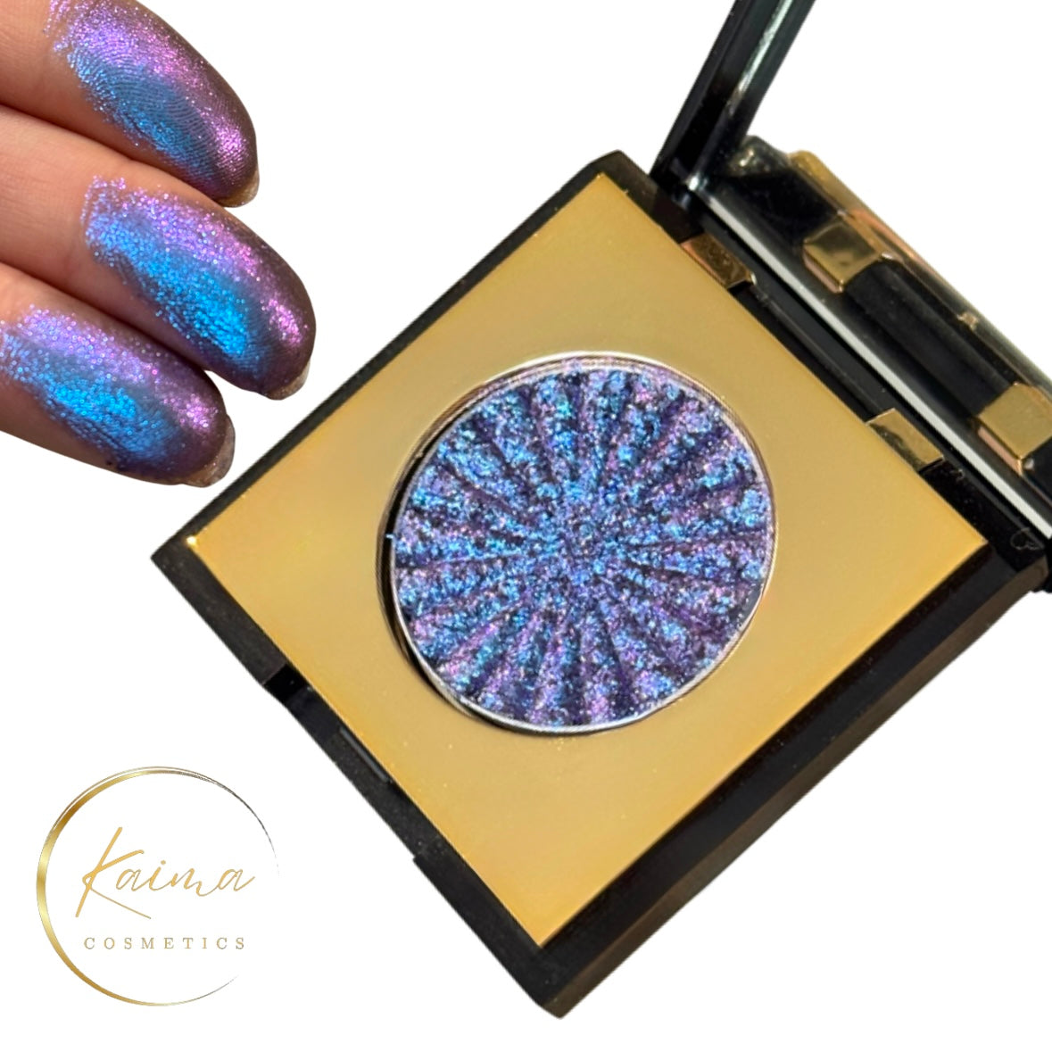 Multichrome blue purple pink eyeshadow 