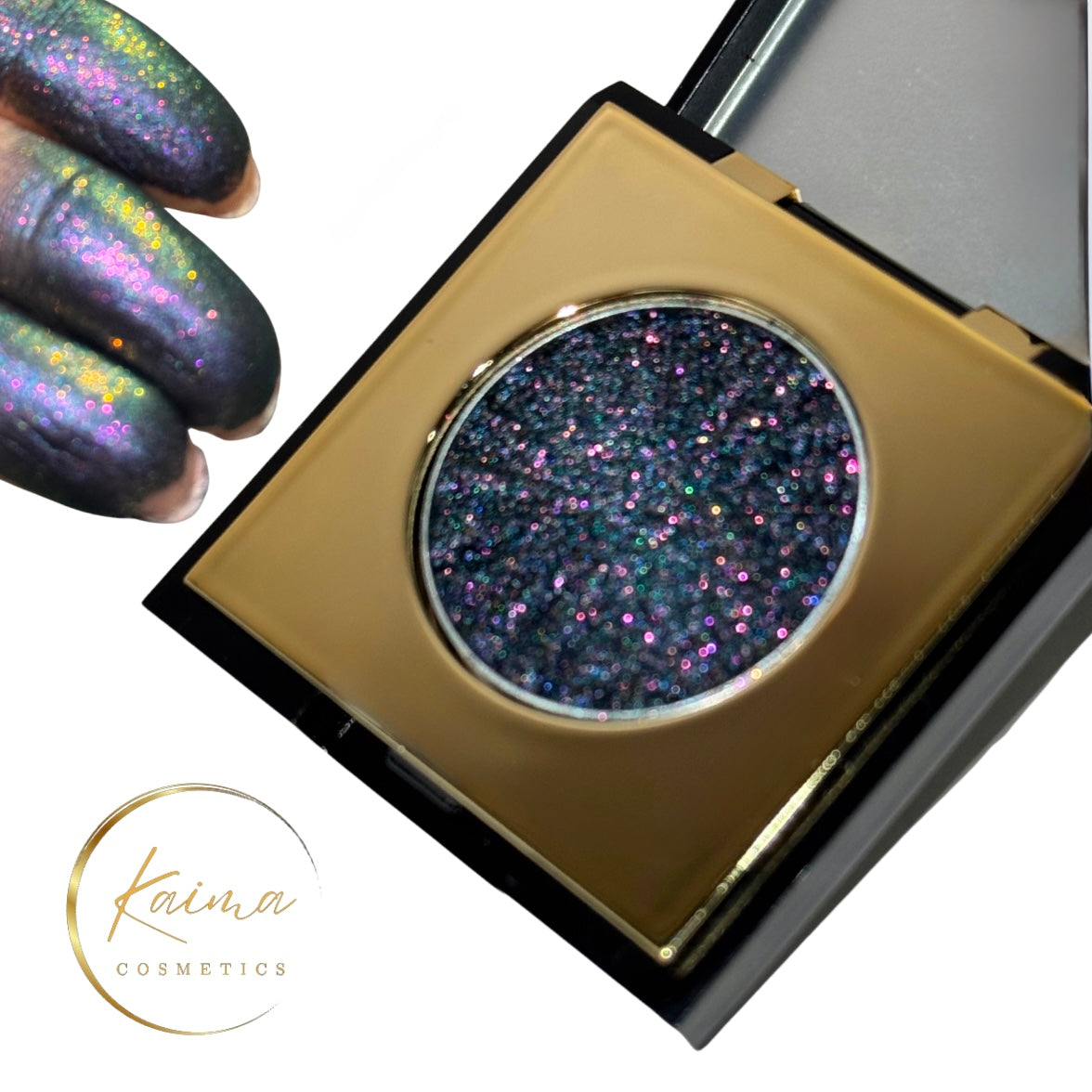 Black gray rainbow glitter eyeshadow 