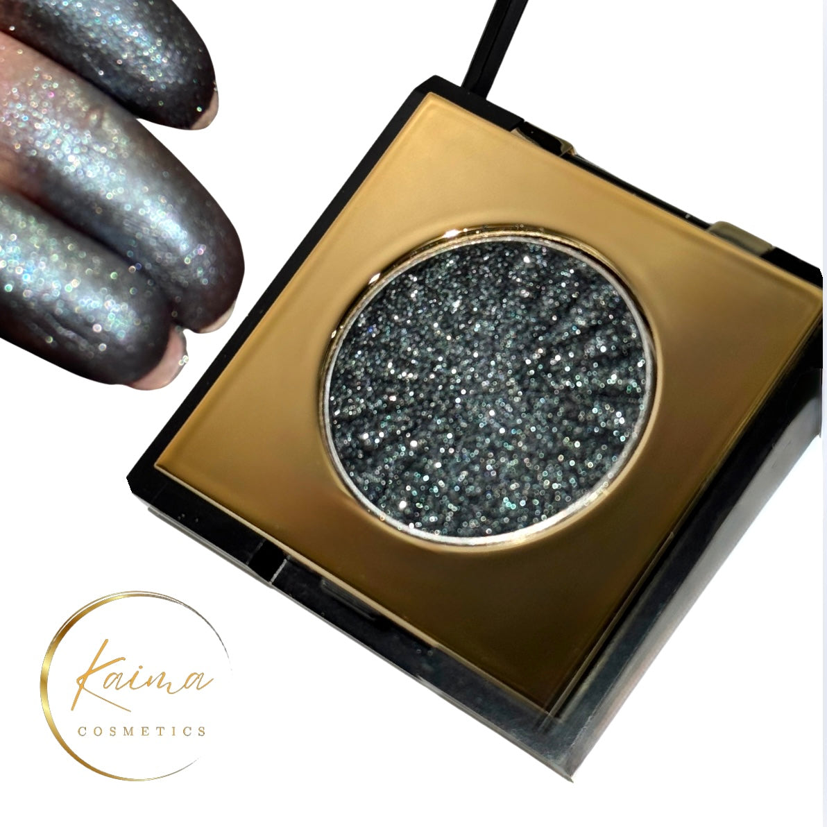 Dark gray silver glitter eyeshadow