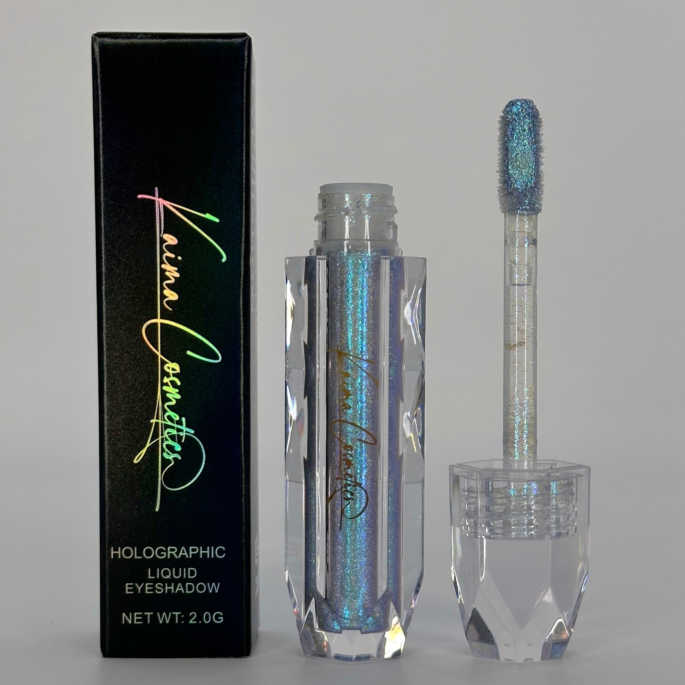 Blue holographic liquid glitter eyeshadow 