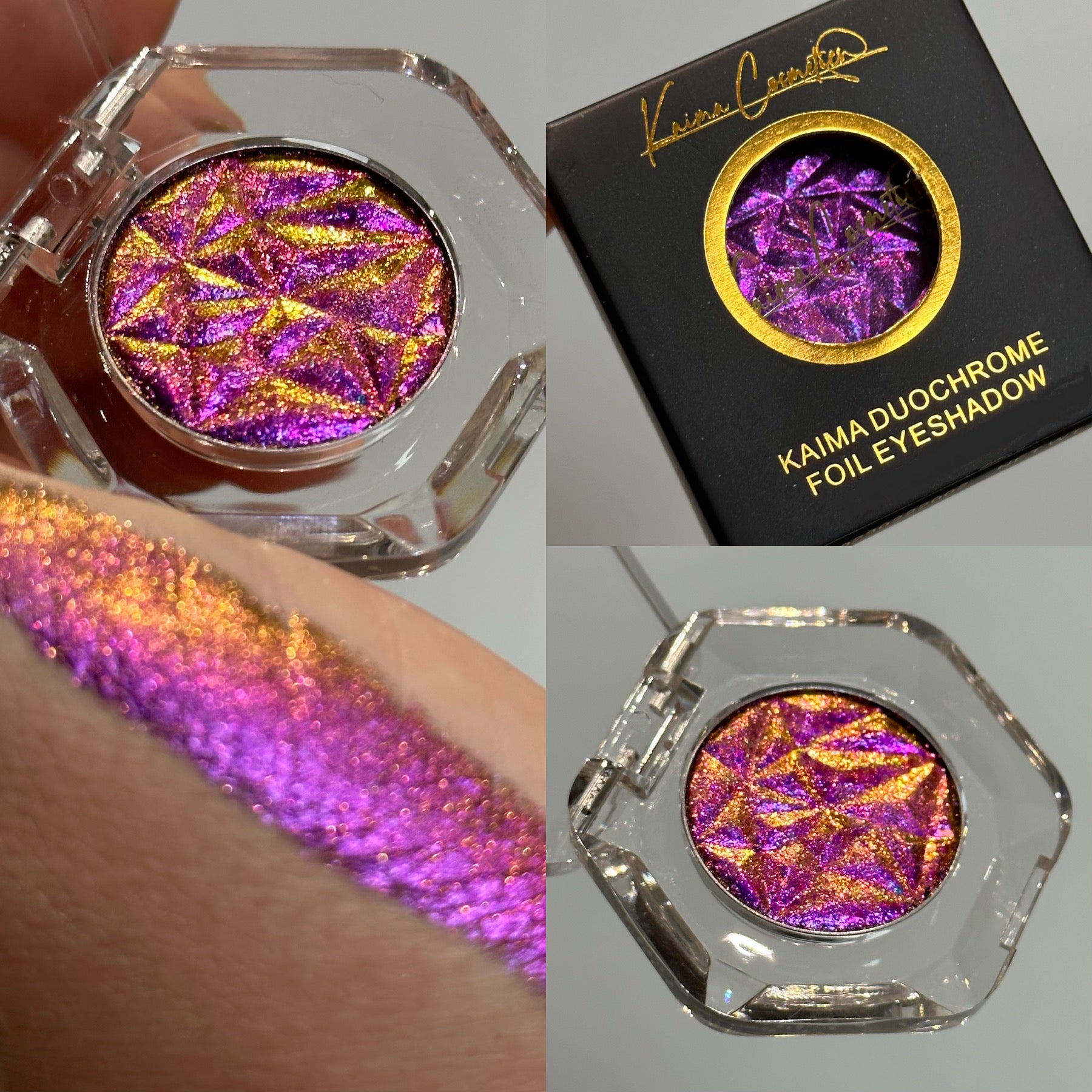 Pink purple gold orange Multichrome eyeshadow 