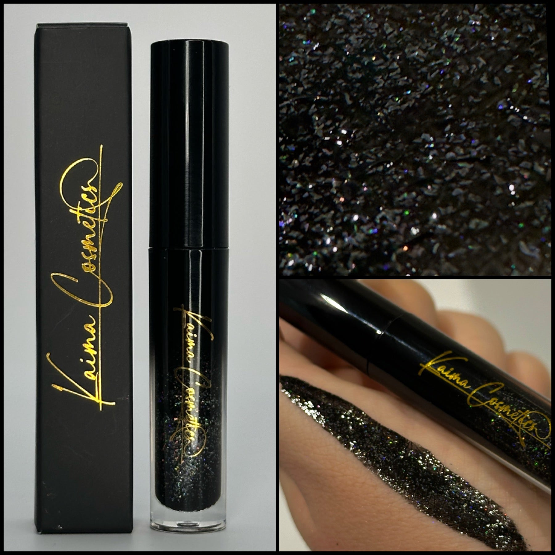 Holographic black glitter lipgloss 