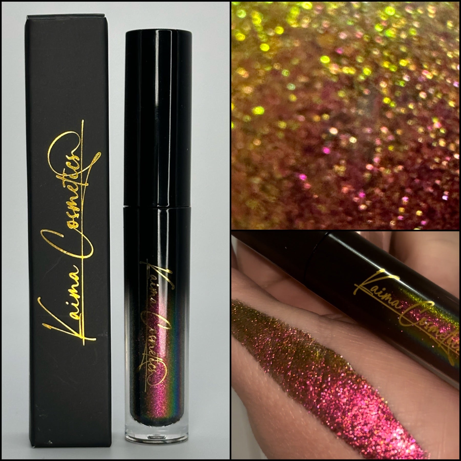 Multichrome pink gold glitter lipgloss 