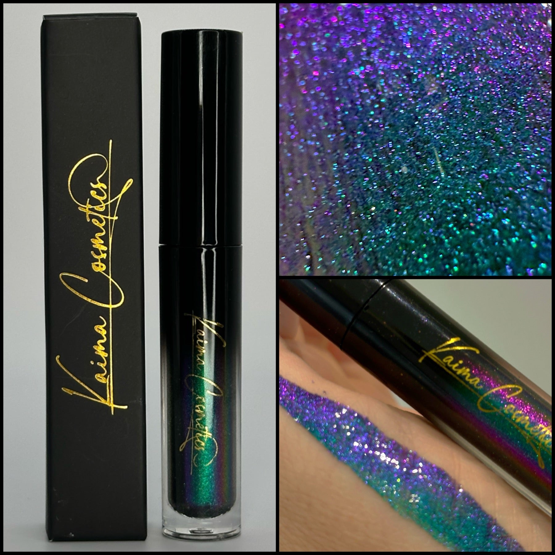 Multichrome purple green glitter lipgloss 