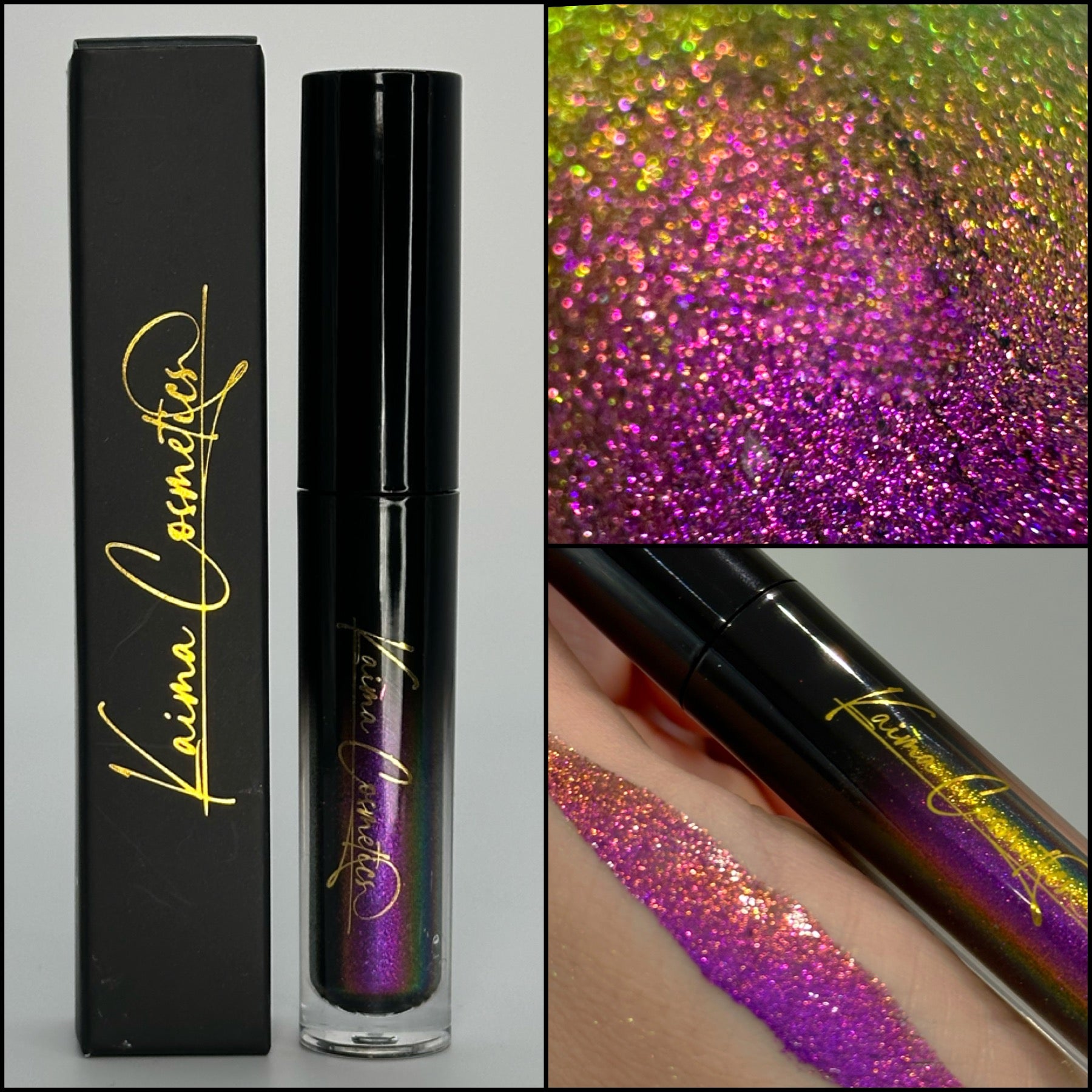 Multichrome purple gold green glitter lipgloss 