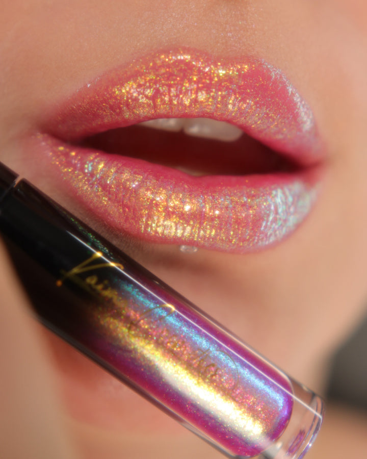 Gold glitter Multichrome lipgloss 