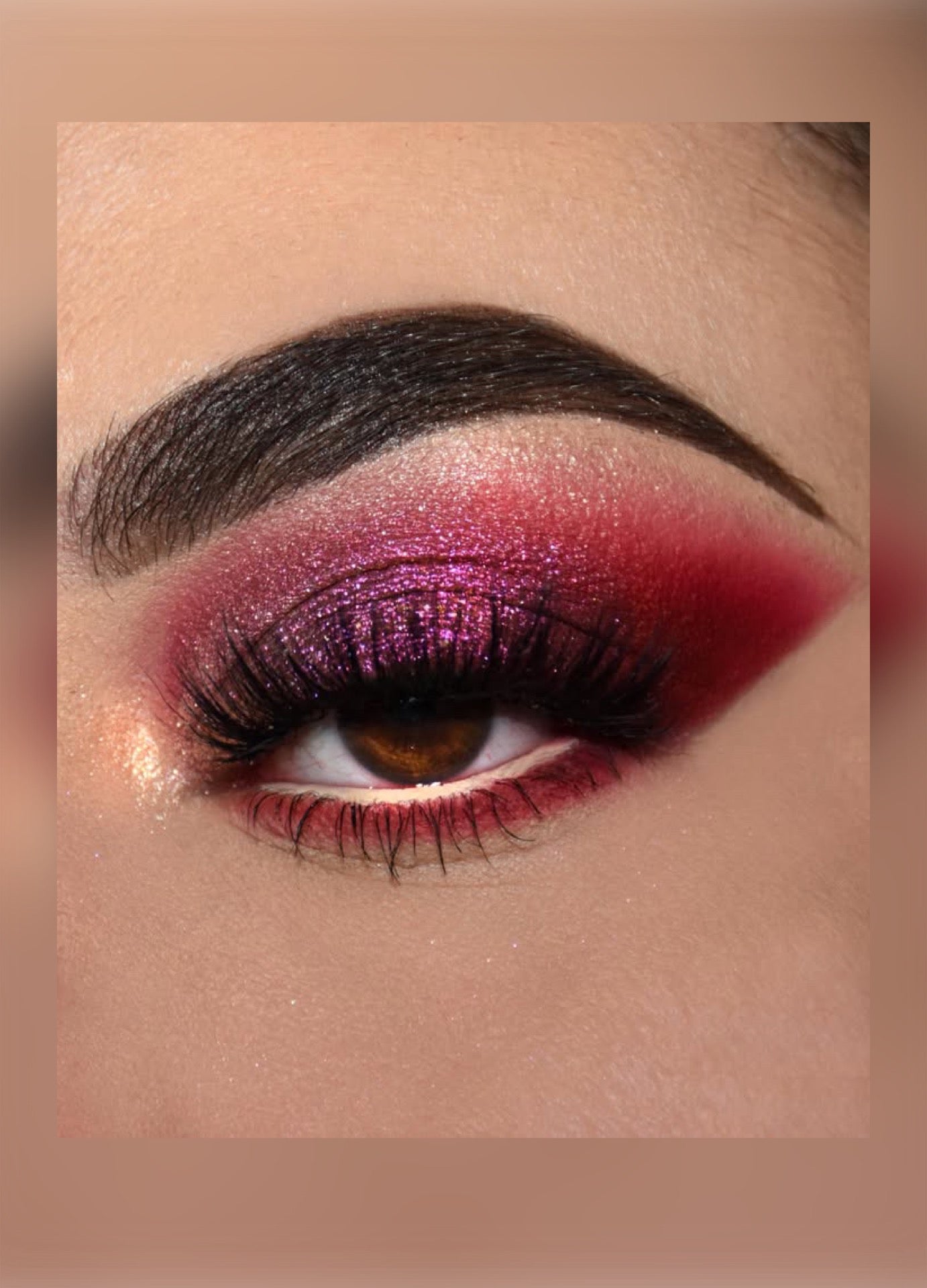 sultry red glitter eye makep